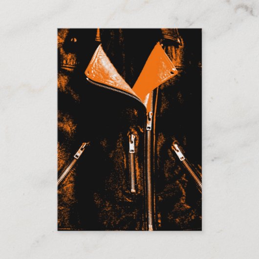 Leather Jacket Orange Visitenkarte schwarz (Vorderseite)