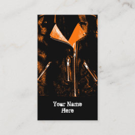 Leather Jacket Orange Visitenkarte schwarzes Portr