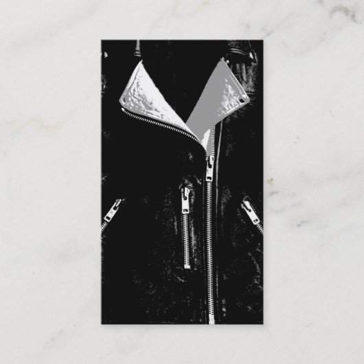 Leather Jacket Weiße Visitenkarte schwarz (Vorderseite)