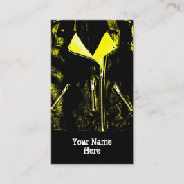 Leather Jacket Yellow Visitenkarte schwarzes Portr