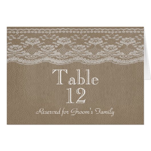 Leather & Lace Wedding Tischnummer (Vorderseite (Horizontal))