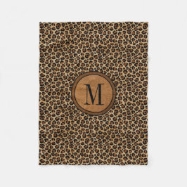 Leather Leopard Vintag Modern Boho Chic Monogram Fleecedecke