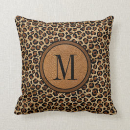 Leather Leopard Vintag Modern Boho Chic Monogram Kissen