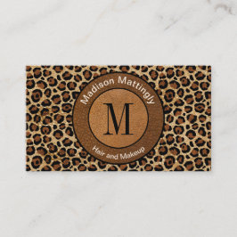 Leather Leopard Vintag Modern Boho Chic Monogram Visitenkarte