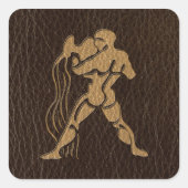 Leather-Look Aquarius Quadratischer Aufkleber (Vorderseite)