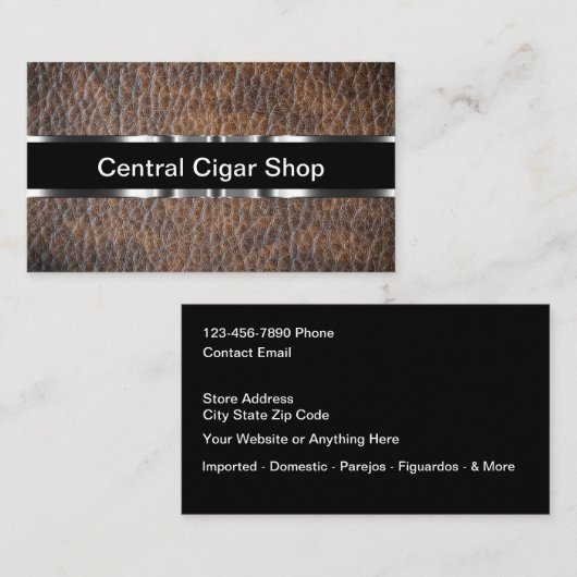 Leather Look Classy Cigar Shop Terminkarte (Vorne/Hinten)