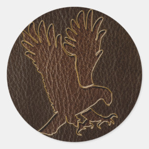Leather Look Eagle Dark Runder Aufkleber