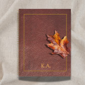 Leather-Look Gold Frame Red Autumn Leaf Notizblock