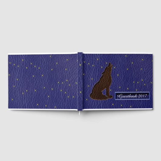 Leather Look Indianeramerikaner Zodiac Wolf Gästebuch (Voll)
