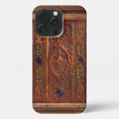 Leather Look iPhone 13 Pro Slim Fit Case, Glossy Hülle (Rückseite)