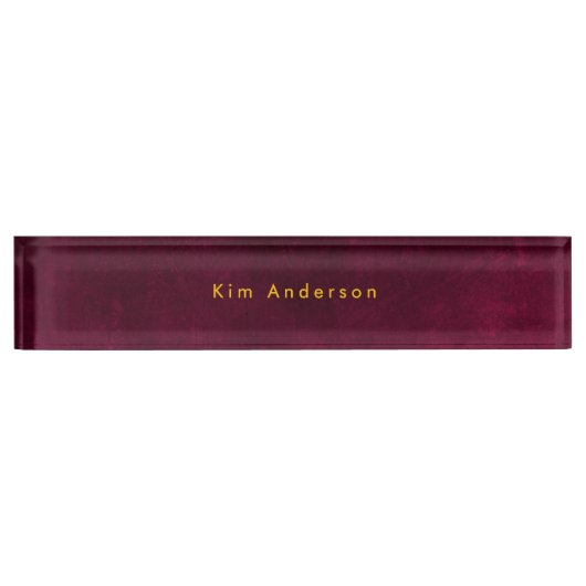 Leather Look Maroon Customizable Namensplakette (Vorderseite)