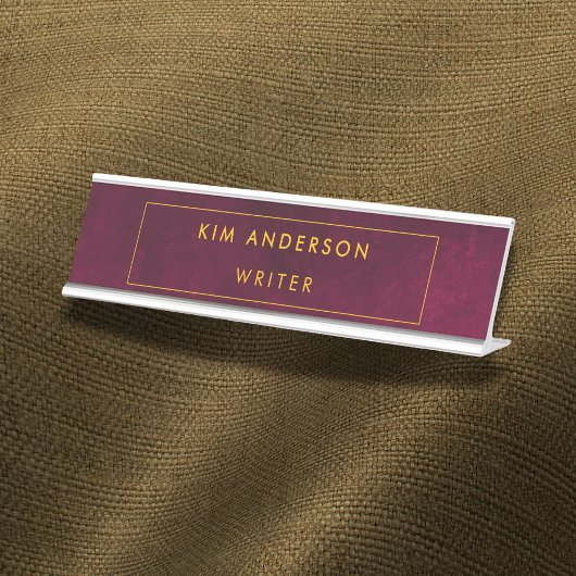 Leather Look Maroon Customizable Schreibtischnamensplakette