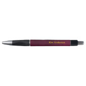 Leather Look Maroon Pen with Customizable Name Kugelschreiber (Vorderseite)