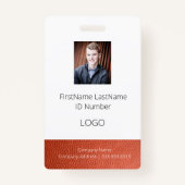 Leather Look Mitarbeiter-ID-Abzeichen mit Barcode Ausweis (Vorderseite)