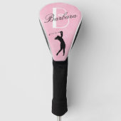 Leather Look Pink Women's Monogram Name Golf Headcover (Vorderseite)