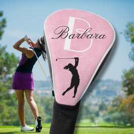 Leather Look Pink Women's Monogram Name Golf Headcover