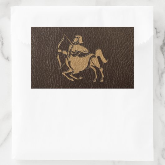 Leather-Look Sagittarius Rechteckiger Aufkleber (Tasche)