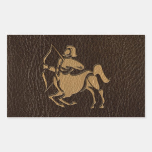 Leather-Look Sagittarius Rechteckiger Aufkleber