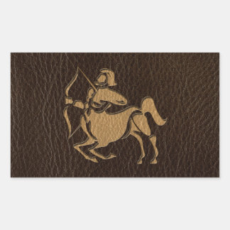 Leather-Look Sagittarius Rechteckiger Aufkleber