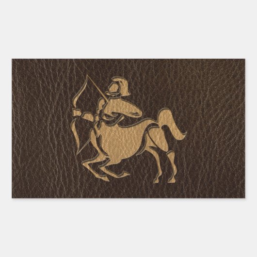 Leather-Look Sagittarius Rechteckiger Aufkleber (Vorderseite)