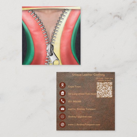 Leather Look Square Visitenkarte (Vorne/Hinten)