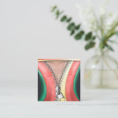 Leather Look Square Visitenkarte (Stehend Vorderseite)