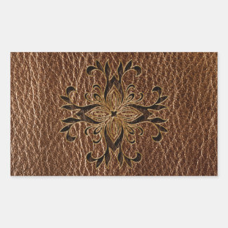 Leather-Look Star Rechteckiger Aufkleber