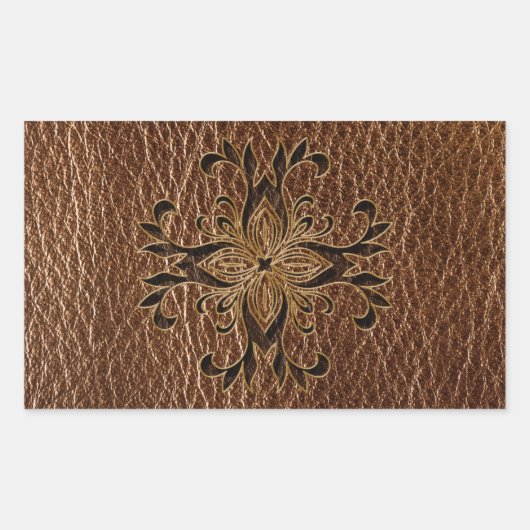 Leather-Look Star Rechteckiger Aufkleber (Vorderseite)