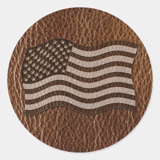 Leather-Look USA Flag Runder Aufkleber (Vorderseite)
