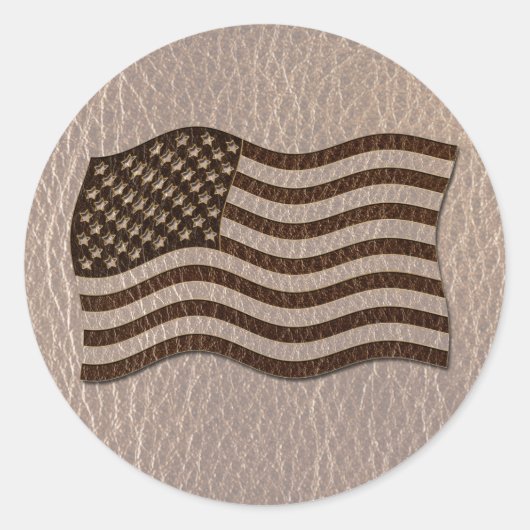 Leather Look USA Flag Soft Runder Aufkleber (Vorderseite)