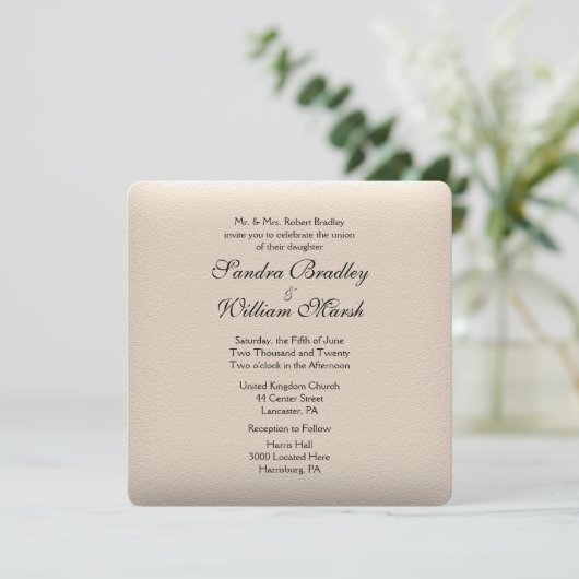 Leather Look Wedding Einladung (Stehend Vorderseite)