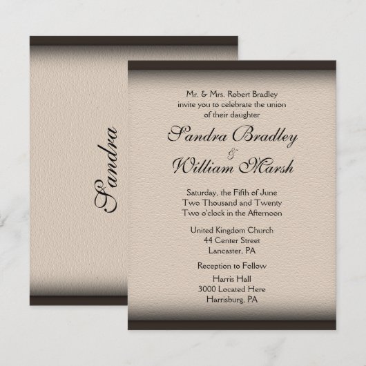 Leather Look Wedding Einladung (Vorne/Hinten)