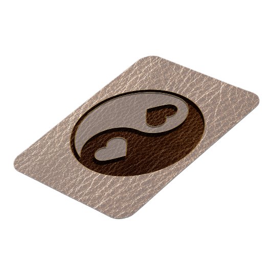 Leather Look Yin Yang Heart Soft Magnet (Linke Seite)