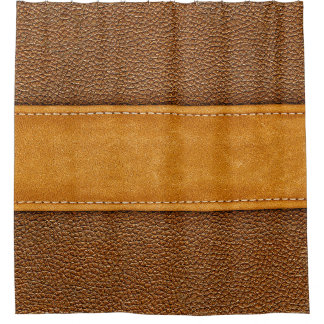 Leather Luxe: Stitched Brown Elegance Duschvorhang