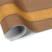 Leather Luxe: Stitched Brown Elegance Geschenkpapier (Rolleneckpunkt)