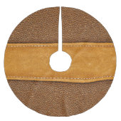 Leather Luxe: Stitched Brown Elegance Polyester Weihnachtsbaumdecke (Vorderseite)