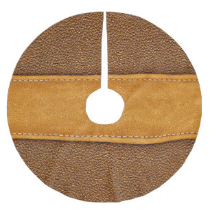 Leather Luxe: Stitched Brown Elegance Polyester Weihnachtsbaumdecke