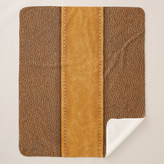 Leather Luxe: Stitched Brown Elegance Sherpadecke