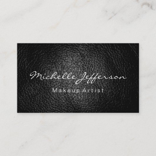 Leather Makeup Artist Script Business Card Visitenkarte (Vorderseite)