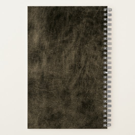 Leather Monogram Black Gold-Skriptname Notizblock (Rückseite)