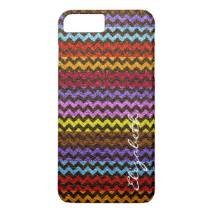 Leather Multicolor Zickzack Stripes Muster #8 iPhone 8 Plus/7 Plus Hülle