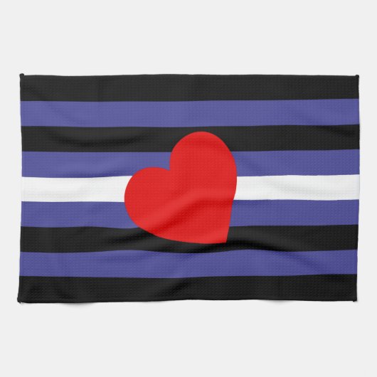 Leather Pride Flag und Herz Geschirrtuch (Horizontal)