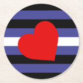 Leather Pride Flag und Herz Runder Pappuntersetzer (Vorderseite)