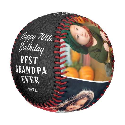 Leather Print Happy Geburtstag Opa 3 Fotos Baseball (Schrägansicht)