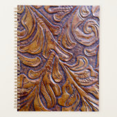 Leather Purse Tan Embossed Planner Planer (Vorderseite)