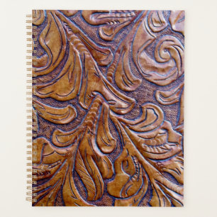Leather Purse Tan Embossed Planner Planer
