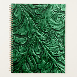 Leather Pursuit Green Embossed Planner Planer