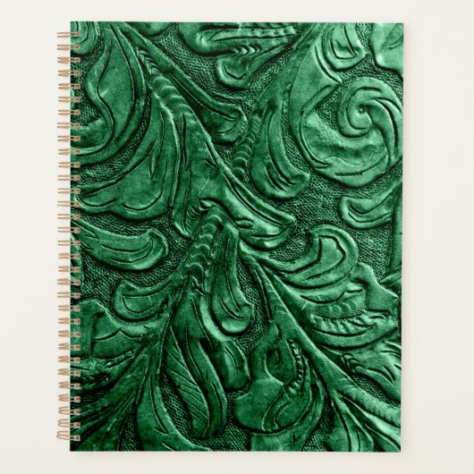 Leather Pursuit Green Embossed Planner Planer (Vorderseite)