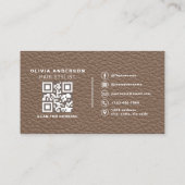Leather QR Code Hair Stylist Visitenkarte (Rückseite)