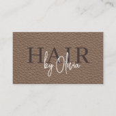 Leather QR Code Hair Stylist Visitenkarte (Vorderseite)
